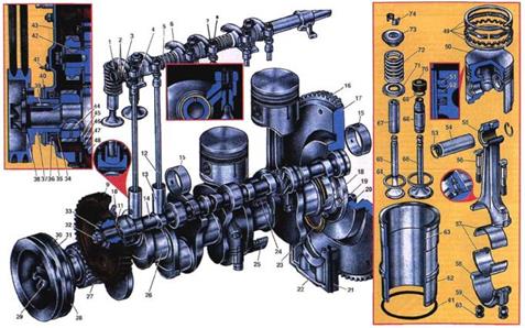 Описание: ГАЗ-24 устройство газораспределительного механизма
